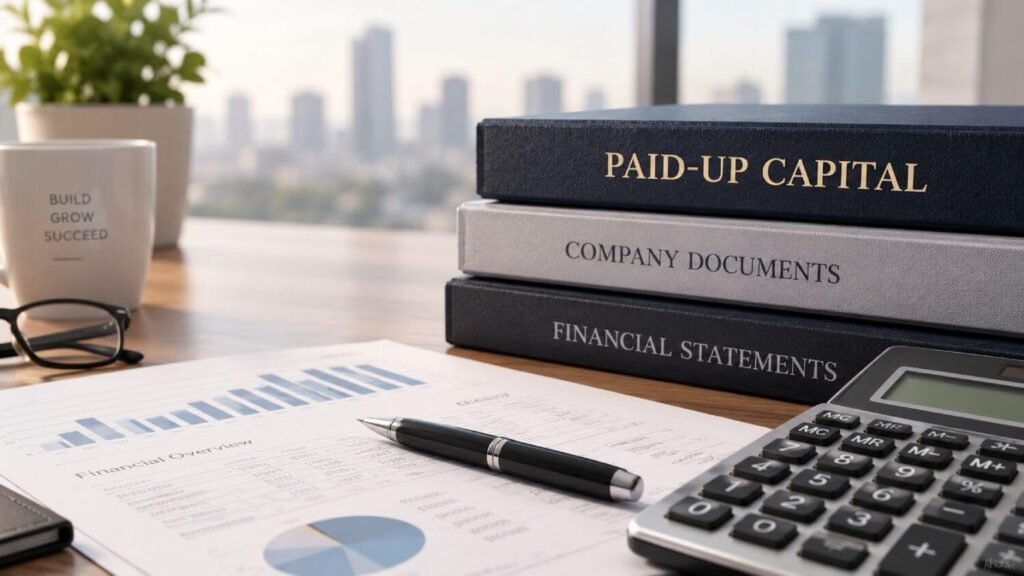 Business documents _ calculator _ paid-up capital