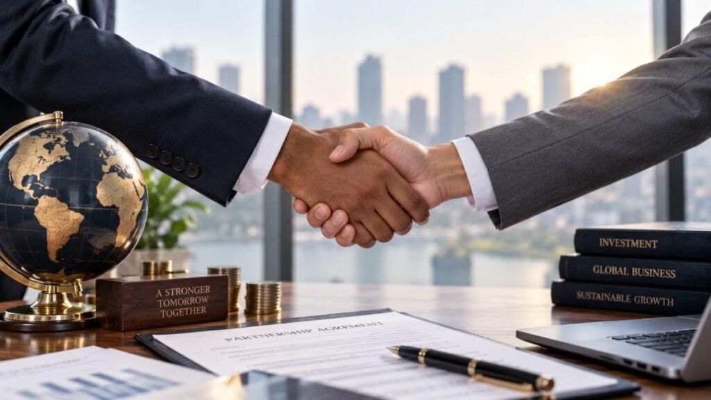 Handshake between diverse professionals (1)